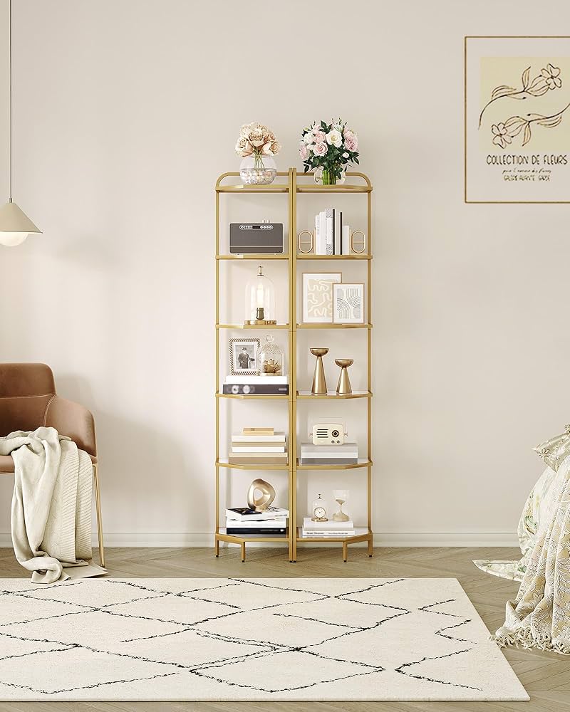 Amazon.com: Hzuaneri Corner Shelf Stand, Glass Bookshelf